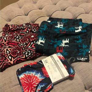 LuLaRoe Women's Patterned Leggings Set - Black, Blue, Red